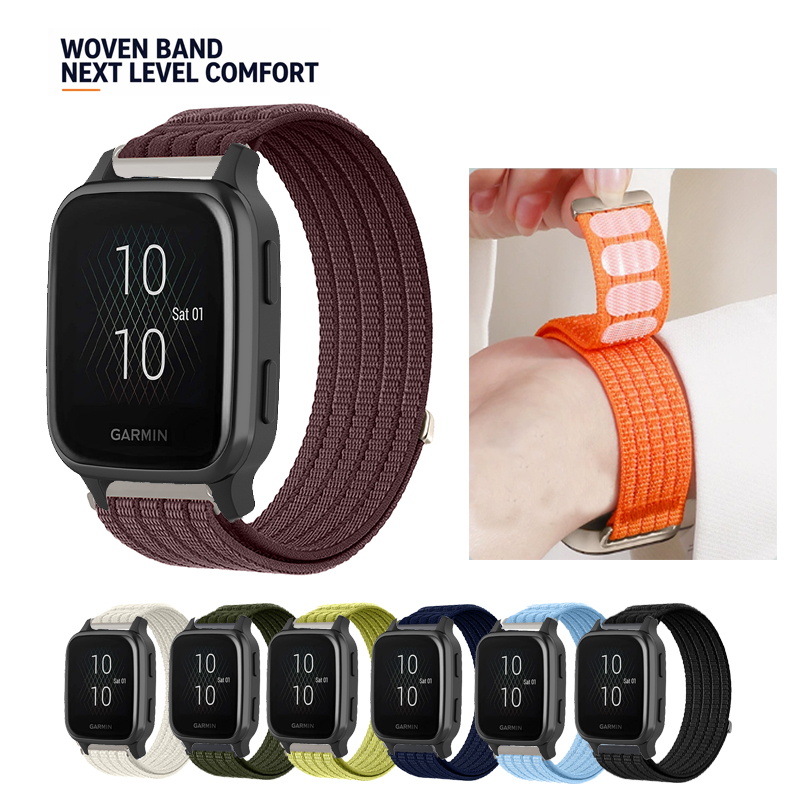 Sport Loop Velcro - Garmin Venu Sq 2 Plus/venu2 plus用、通気性のあるナイロン製スポーツループベルクロストラップ（20mm）。