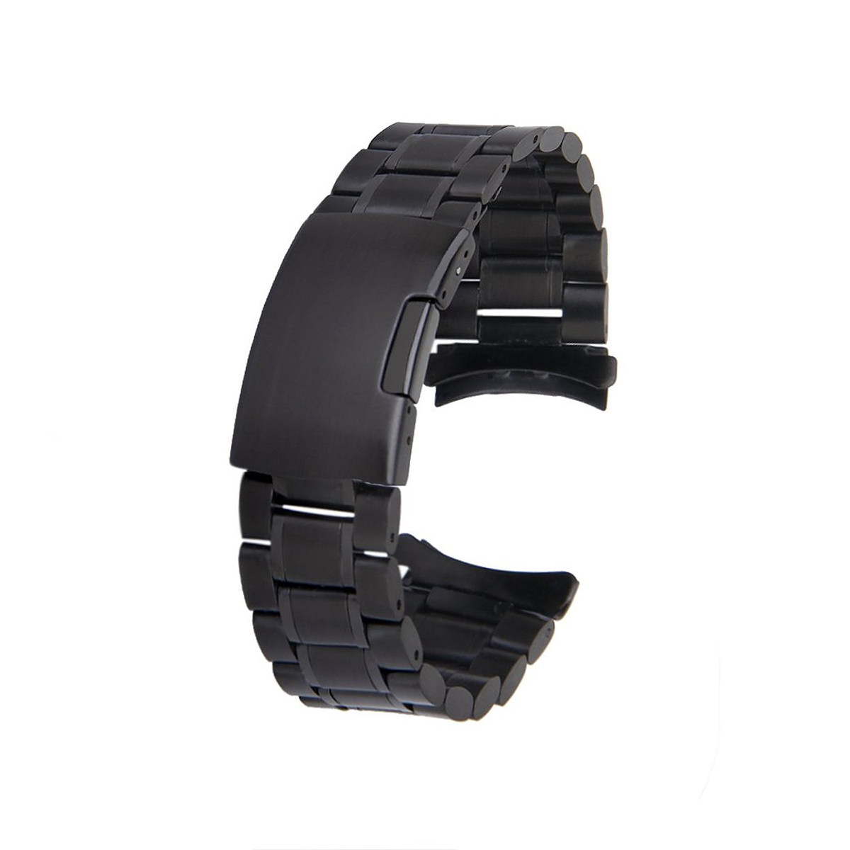 Curved Spring Bar - 2本セット、20mmステンレススチール製腕時計バンド、黒色、湾曲エンド、一体型リンク、折りたたみ式クラスプ、スプリングバー付属、腕時計アクセサリー