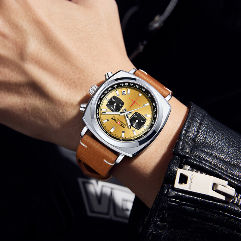 2026年ニュースクエアメンズ腕時計 多機能三つ目六針タイミ - Suede Strap Watch のレビューと価格