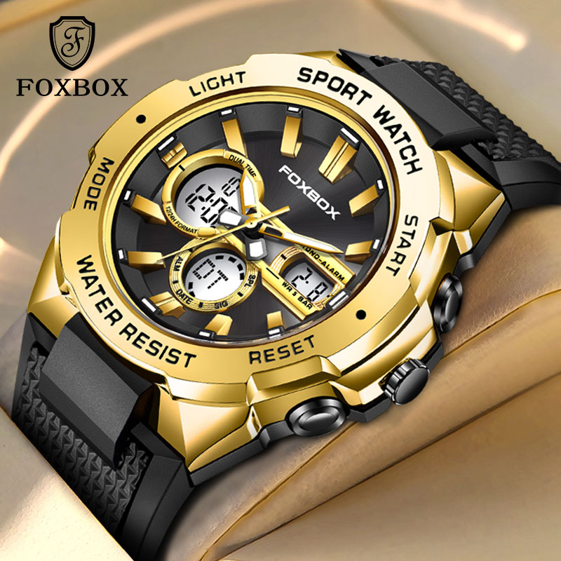 FOXBOX 新しいメンズミリタリーウォッチ 高級スポーツク - Suede Strap Watch のレビューと価格