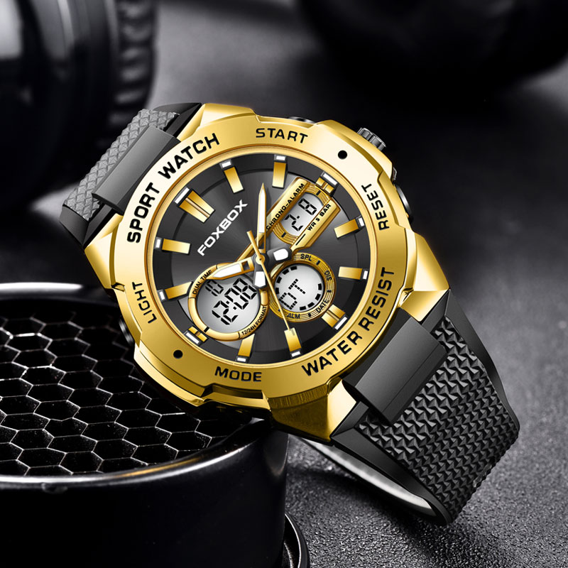 FOXBOX 新しいメンズミリタリーウォッチ 高級スポーツク - Suede Strap Watch のレビューと価格