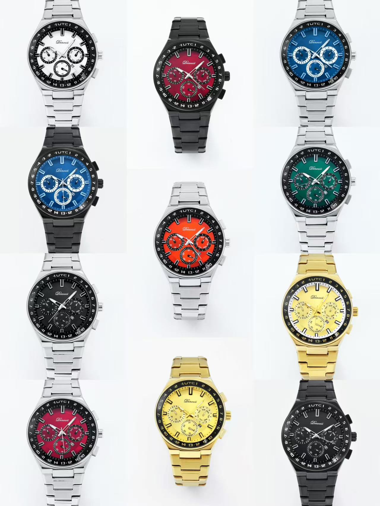 メンズ多機能クォーツ腕時計、ステンレススチールストラップ、マ - Suede Strap Watch のレビューと価格