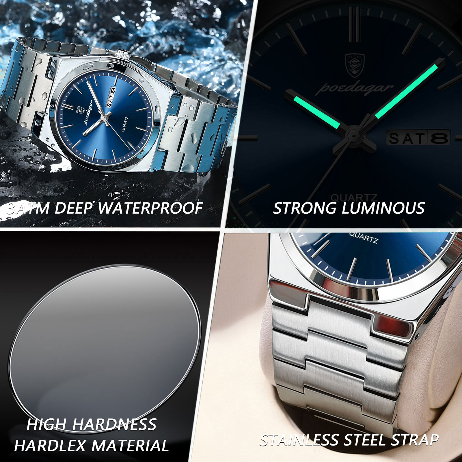 Poedagar 高級腕時計男性用ステンレス鋼防水発光マン腕 - Patek Philippe Watch Nautilus のレビューと価格
