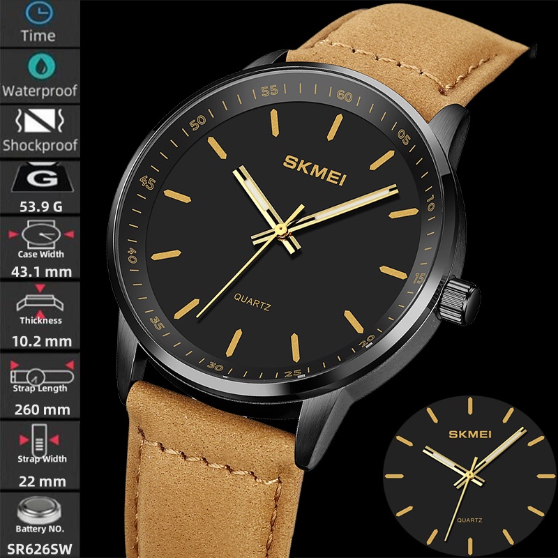 SKMEI-メンズ防水クォーツ腕時計,シンプルなスタイル,レ - Suede Strap Watch のレビューと価格